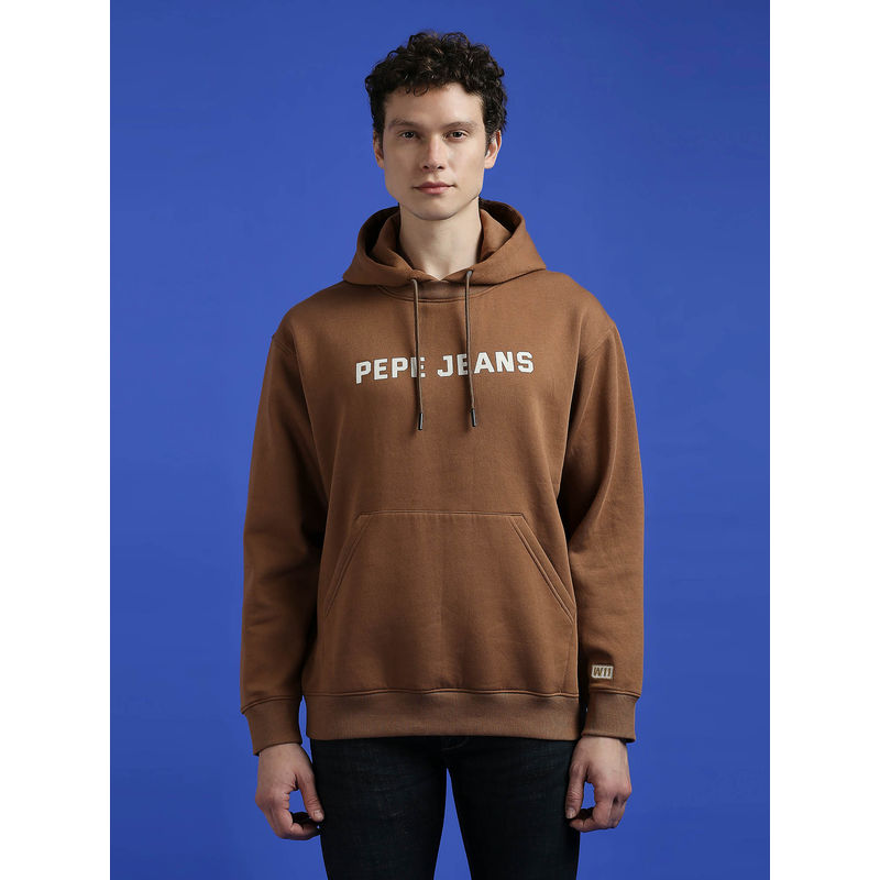 Pepe Jeans Brown Photographic Print Full Sleeve Sweatshirt (L)