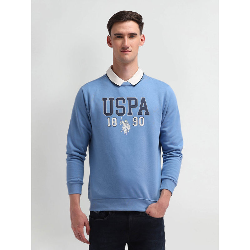 U.S. Polo Assn. Denim Co. Men Blue Printed Sweatshirt (L)