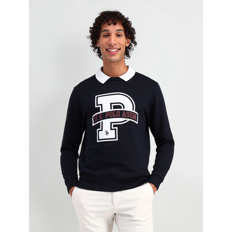 U.S. Polo Assn. Denim Co. Men Navy Blue Printed Sweatshirt (M)