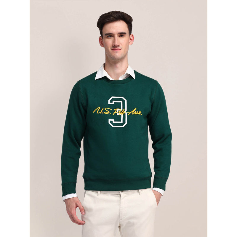 U.S. POLO ASSN. Men Green Printed Sweatshirt (M)