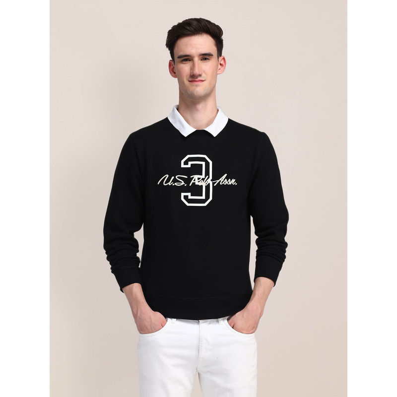 U.S. POLO ASSN. Men Black Printed Sweatshirt (2XL)