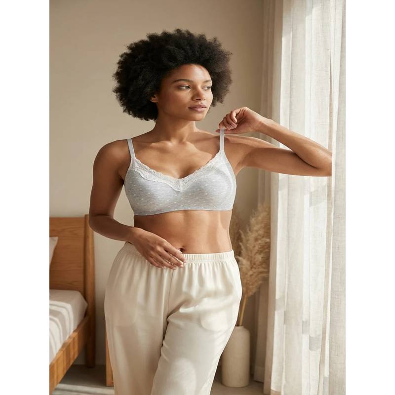 Mieora Grey Cotton Seamless Bra (M)