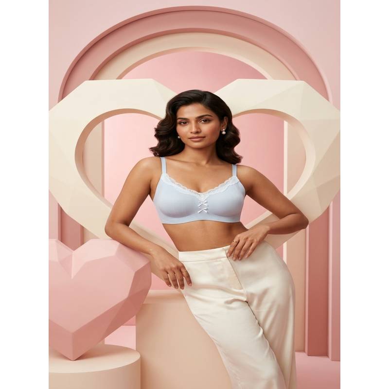 Mieora Blue Cotton Seamless Bra (M)
