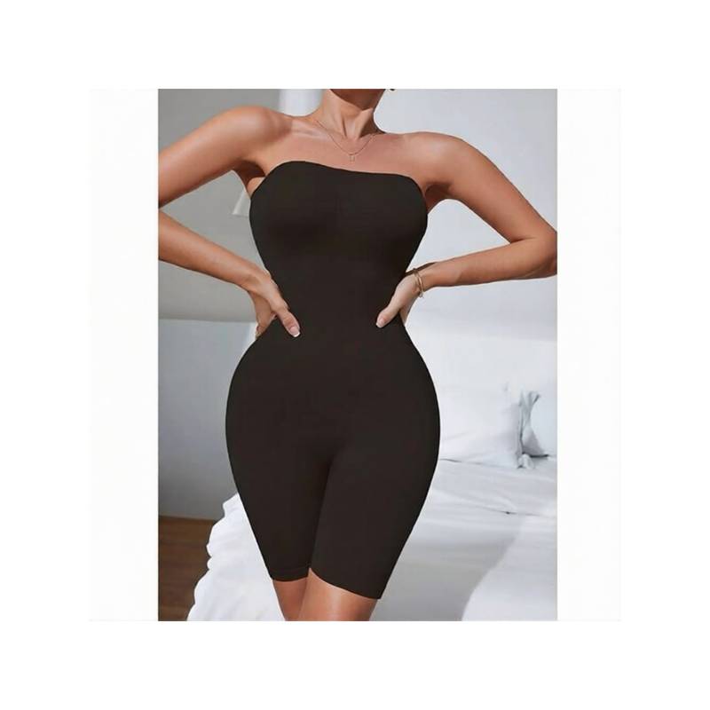 BRACHY Women Black Slim Fit Strapless Butt Lifting Comfort Full Bodysuit Shaper (M)