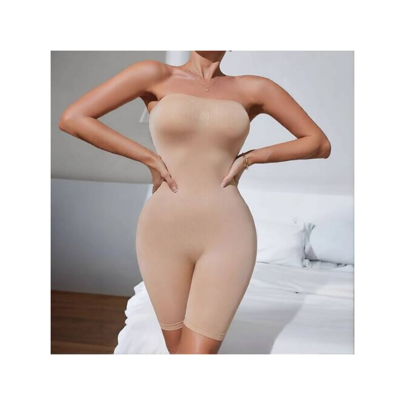 BRACHY Women Nude Slim Fit Strapless Butt Lifting Comfort Full Bodysuit Shaper (2XL)