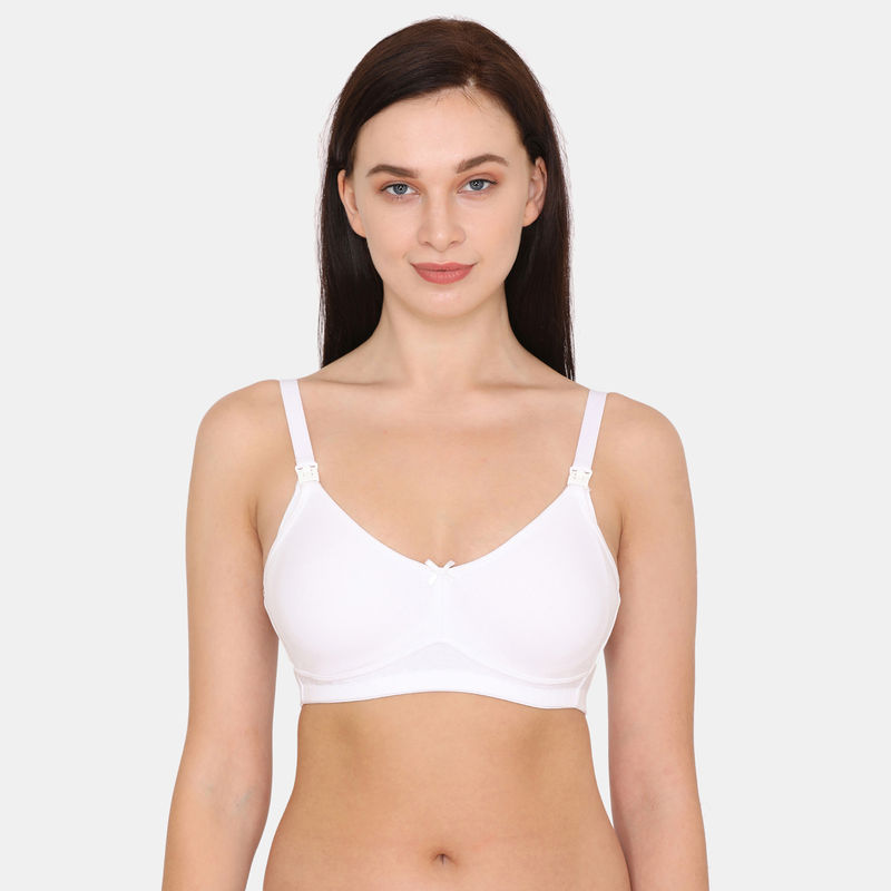 Zivame Curvy Double Layered Non Wired Full Coverage Maternity Bra Supper Support Bra - White (36D)