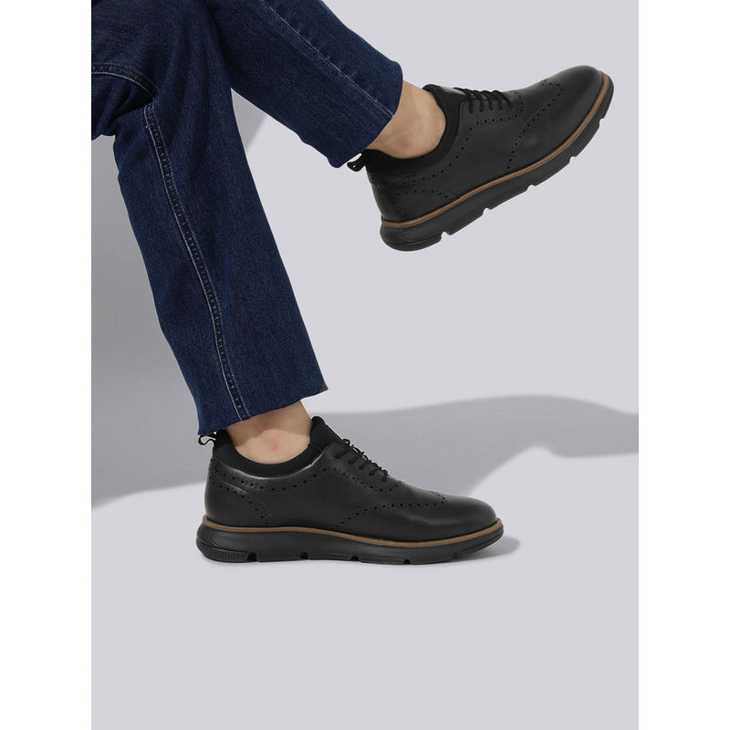 Neeman's Mens Black Crossover Brogues (UK 8)