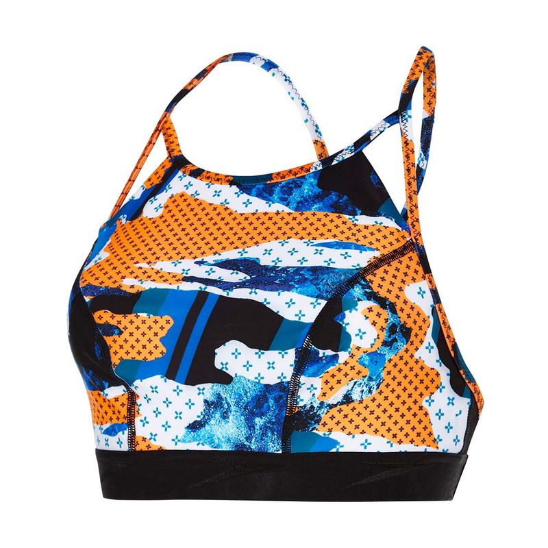 Speedo Women's Inject Wave Crop Top H20 Active - Black & Orange (34)