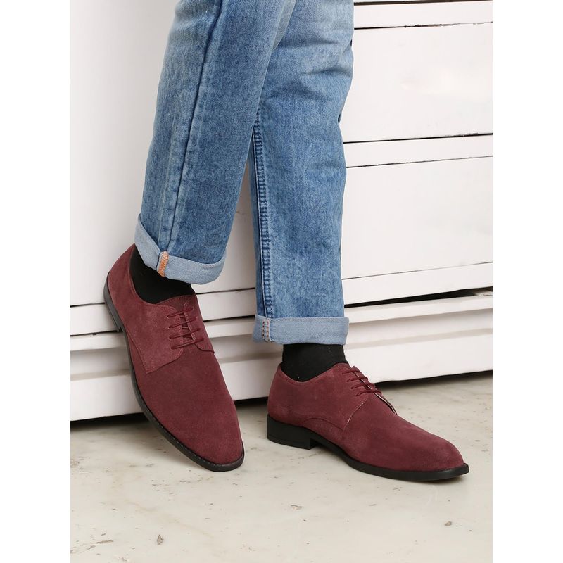Louis Stitch Men Rosewood Suede Leather Lightweight Derbies (UK 8)