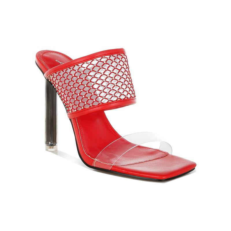 London Rag Luxe Women Clear Embellished Red Stiletto Heels (EURO 36)