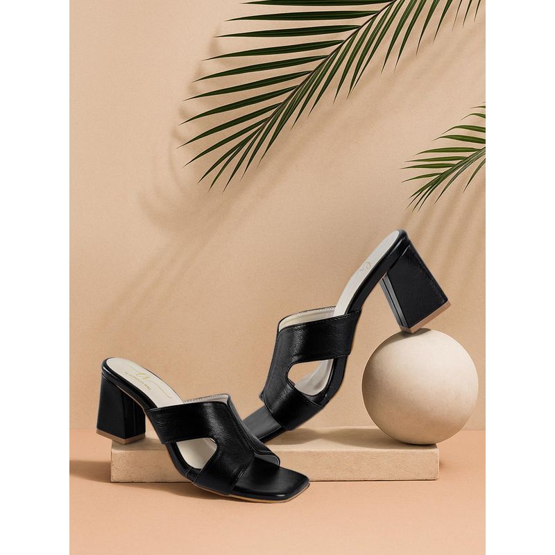 London Rag Women Square Toe Black Block Heels (EURO 36)