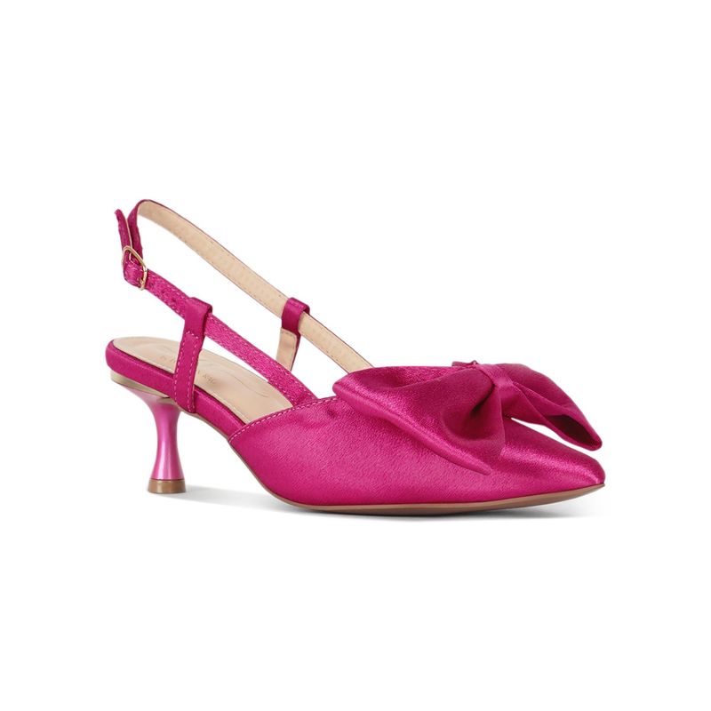 London Rag Women Bow Detail Slingback Pink Sandal Heels (EURO 36)