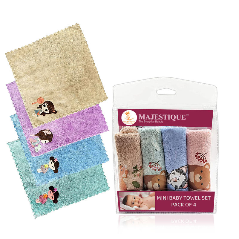 Buy Majestique Mini Baby Towel Set Pack Of 4 Color May Vary Online
