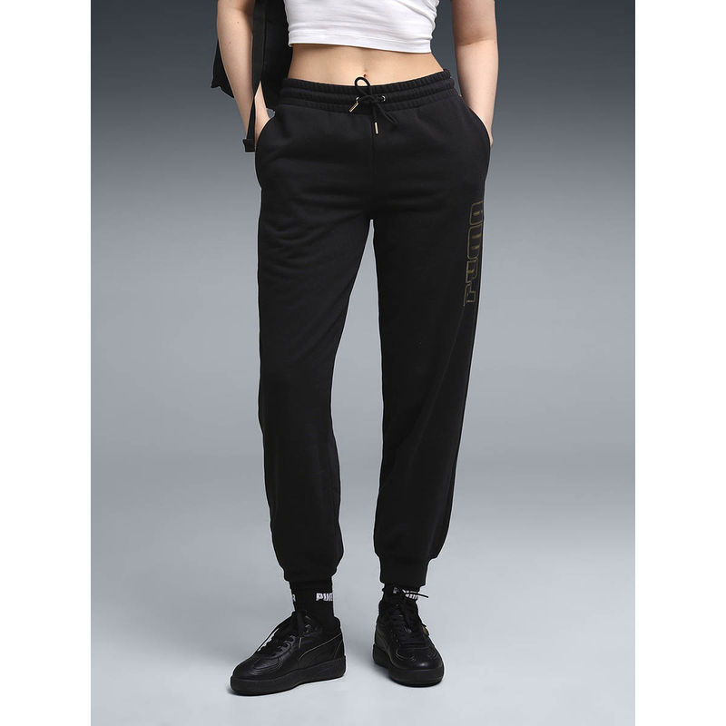 Puma Maximal Metallic Womens Black Shine Joggers (XS)