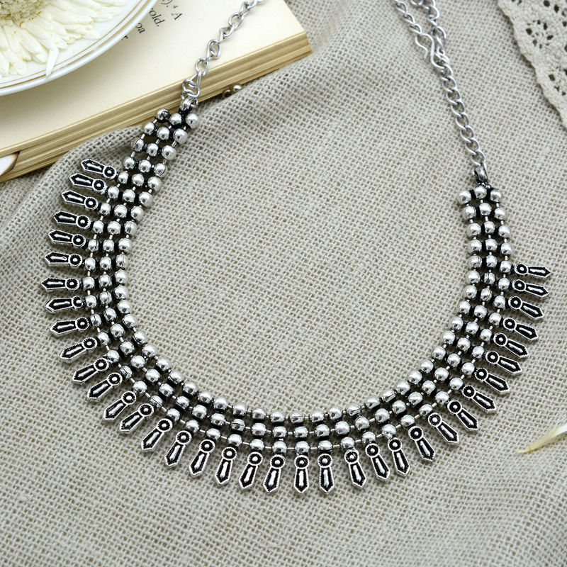 Silver online necklace oxidised