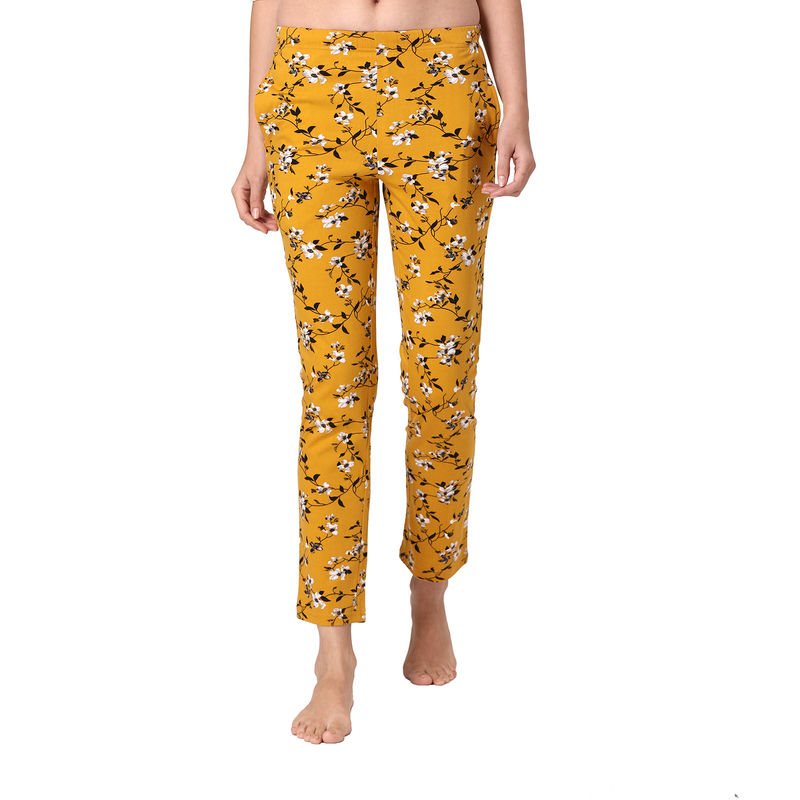 Vami Knitted Cotton Pyjamas For Women - Yellow (M)