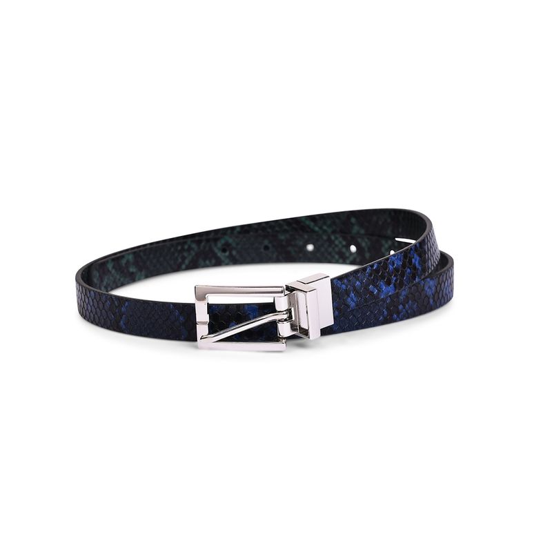 BELWABA Vegan Leather Navy Blue-Green Womens Reversible Belt (26)
