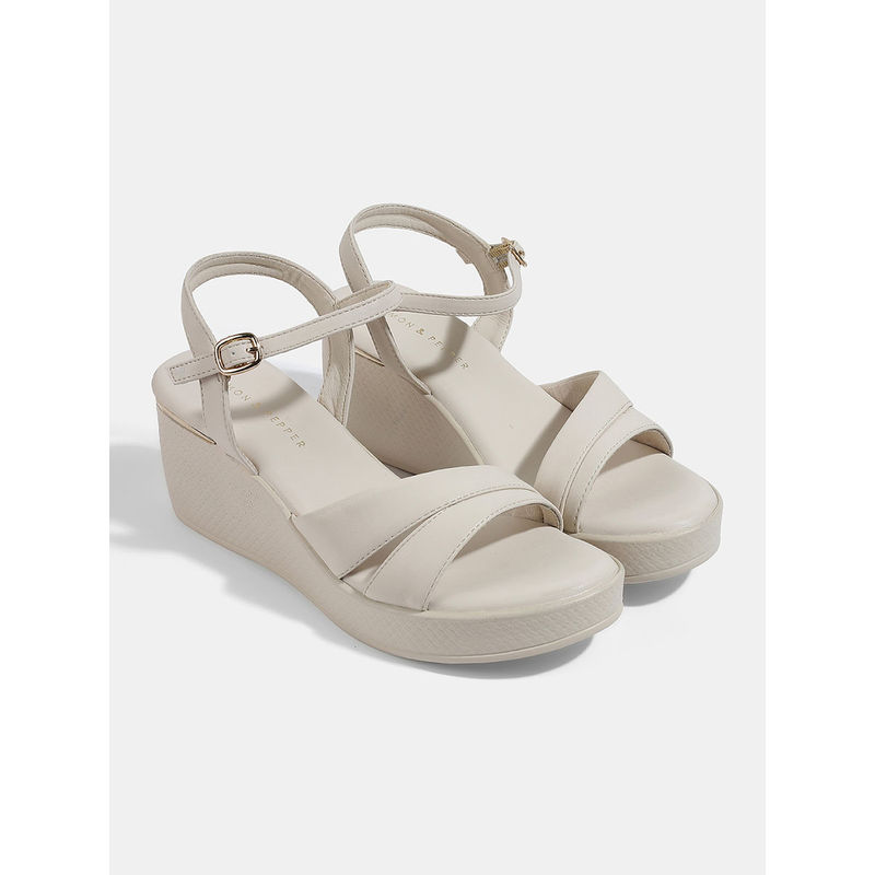 Lemon & Pepper White Wedge Heel Sandal (EURO 36)