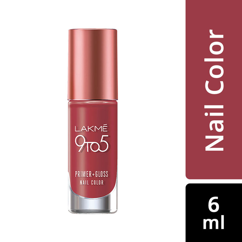 Lakme 9 to 5 Primer + Gloss Nail Color - Ruby Rush