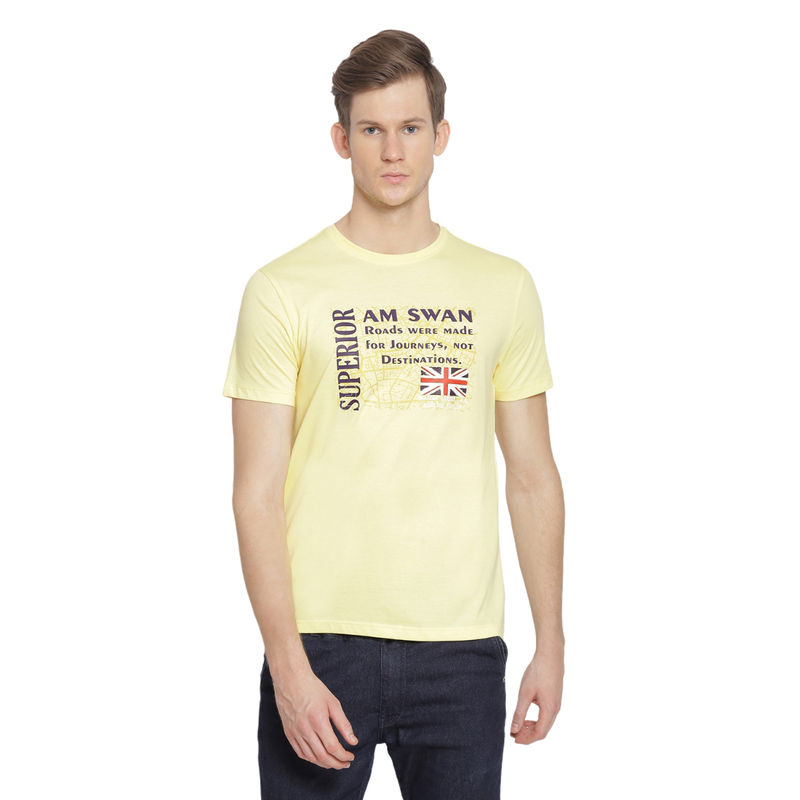 AM SWAN Mens Printed Pale Banana T-Shirt (M)