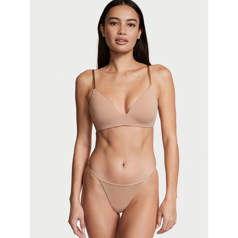 Victoria's Secret Beige Stretch Cotton V-String Panty (S)