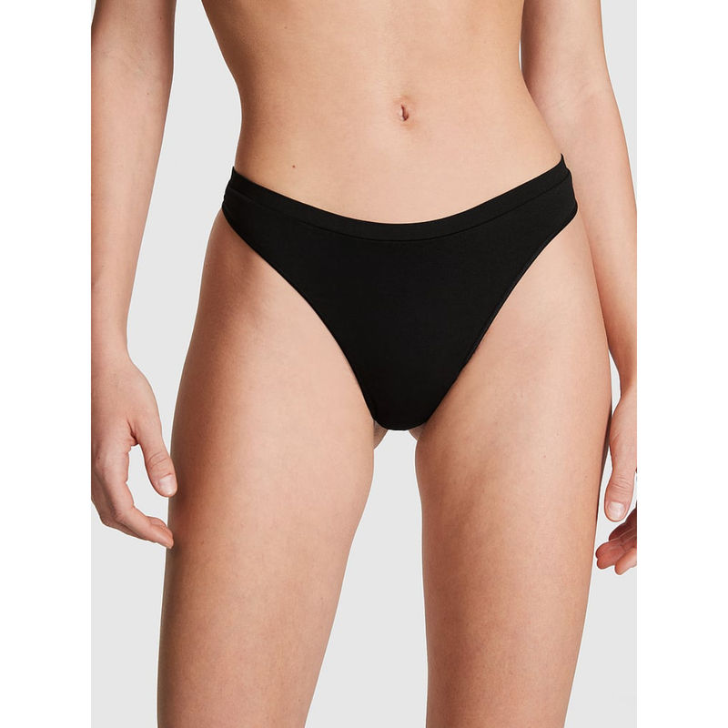 Victoria's Secret Black Seamless Scoop Thong Panty (M)
