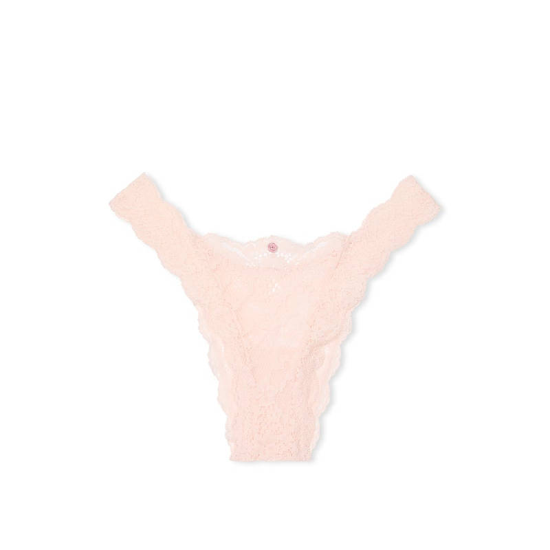 Victoria's Secret Peach Dream Angels Lace Brazilian Panty (XS)