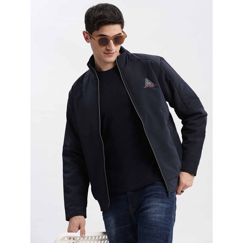 SHOWOFF Solid Navy Blue Bomber Jacket (S)