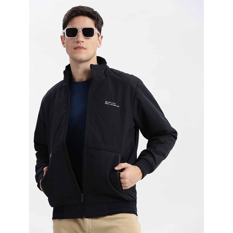 SHOWOFF Abstract Navy Blue Bomber Jacket (L)