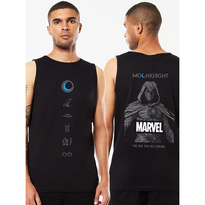 Bewakoof Official Marvel Men's Black Moon Knight Marvel Graphic Printed Vest (2XL)