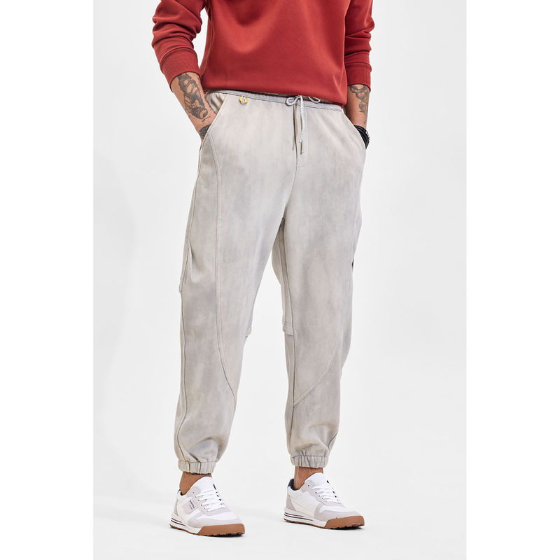 Snitch Ash Grey Solid Relaxed Casual Joggers for Men (36)