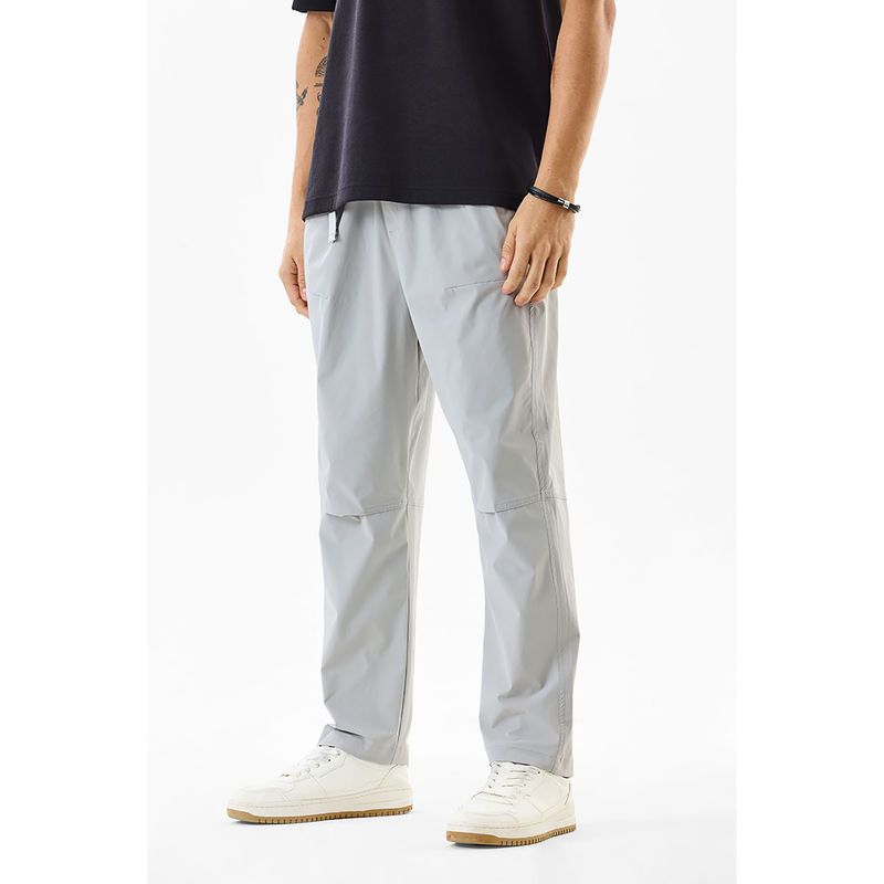 Snitch Light Grey Solid Relaxed Casual Track Pants for Men (34)