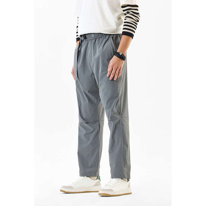 Snitch Grey Solid Relaxed Casual Track Pants for Men (34)