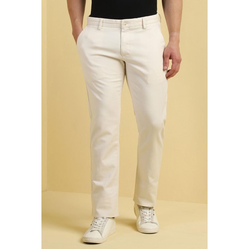 Allen Solly Men Cream Slim Fit Solid Casual Chinos (34)