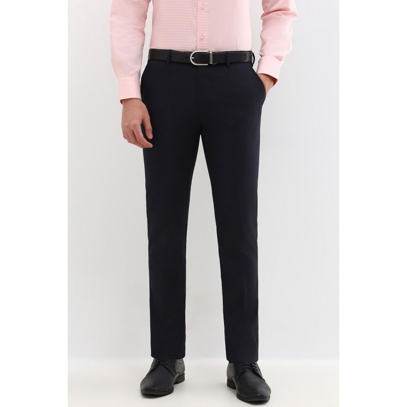 Allen Solly Men Black Slim Fit Textured Formal Trouser (32)
