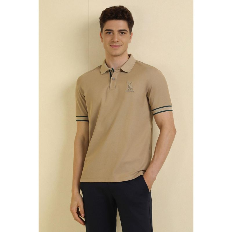 Allen Solly Men Khaki Polo Neck T-shirt (M)