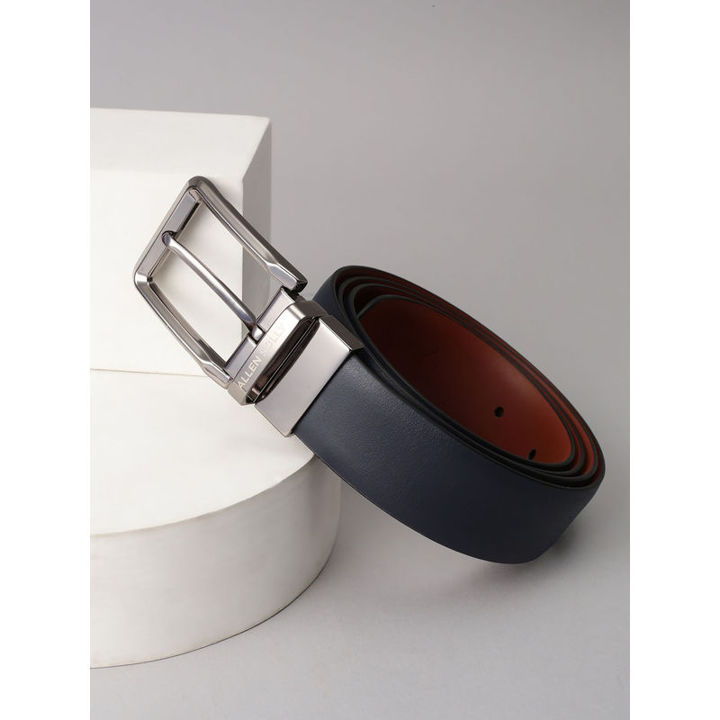 Allen Solly Men Navy Blue Solid Formal Reversible Belt (L)