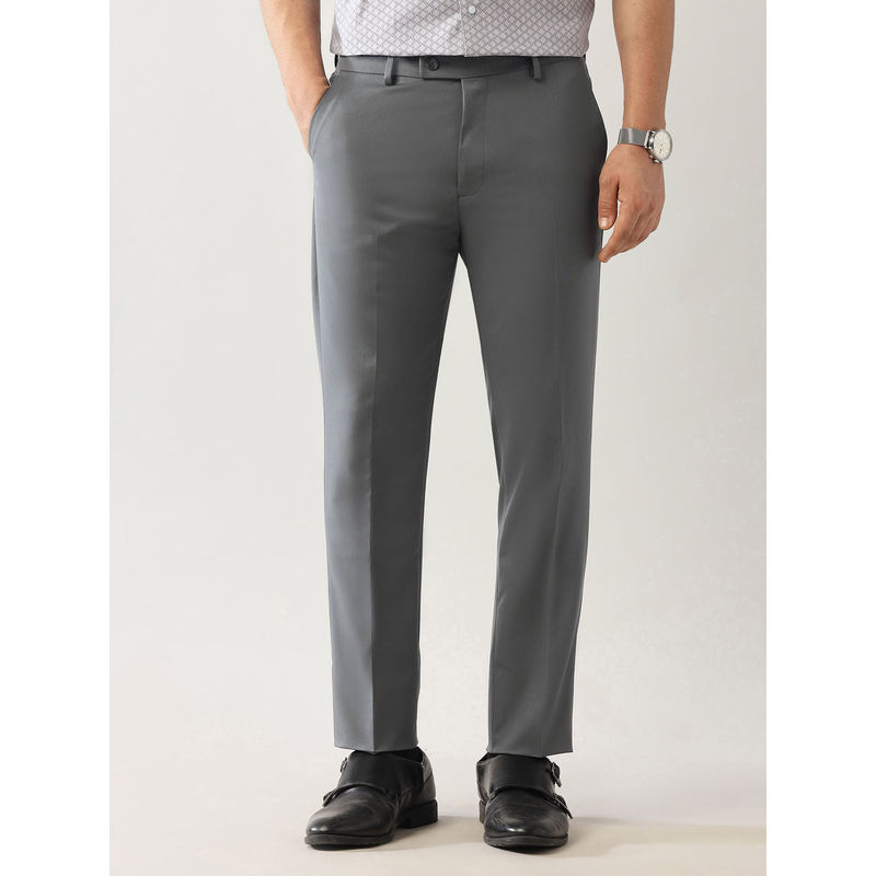 Arrow Grey Solid Slim Fit Trouser (32)