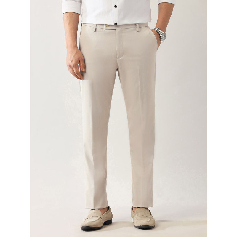 Arrow Cream Solid Regular Fit Trouser (36)