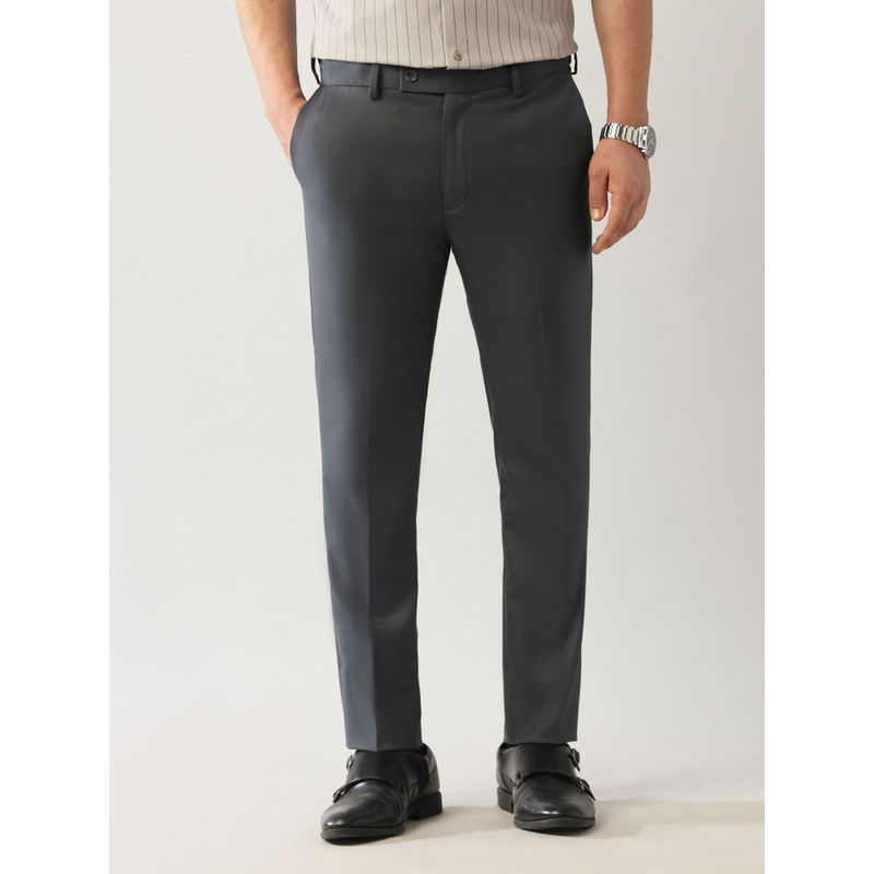 Arrow Grey Solid Slim Fit Trouser (32)