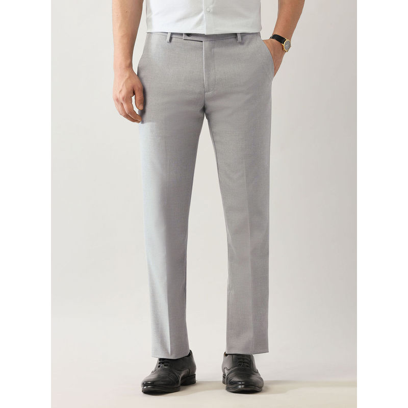Arrow Grey Solid Regular Fit Trouser (36)