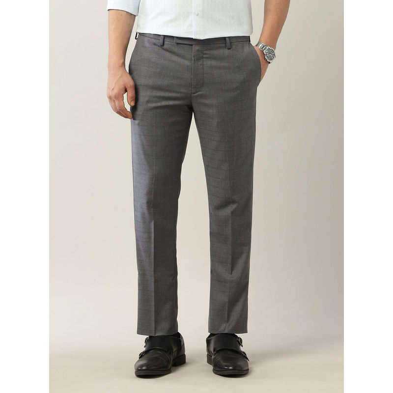 Arrow Grey Solid Regular Fit Trouser (32)