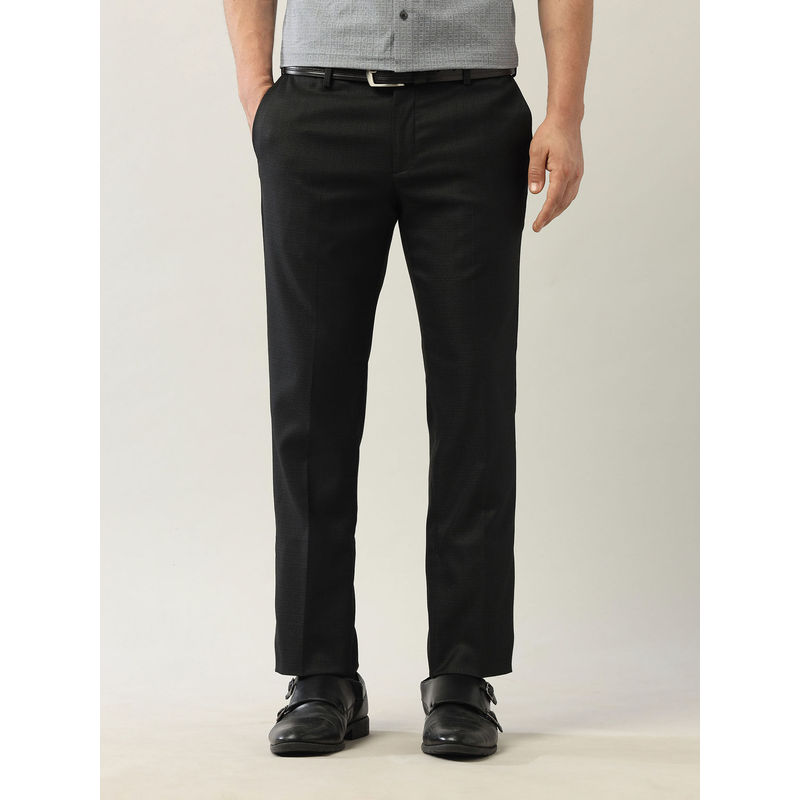Arrow Black Solid Tapered Fit Trouser (30)