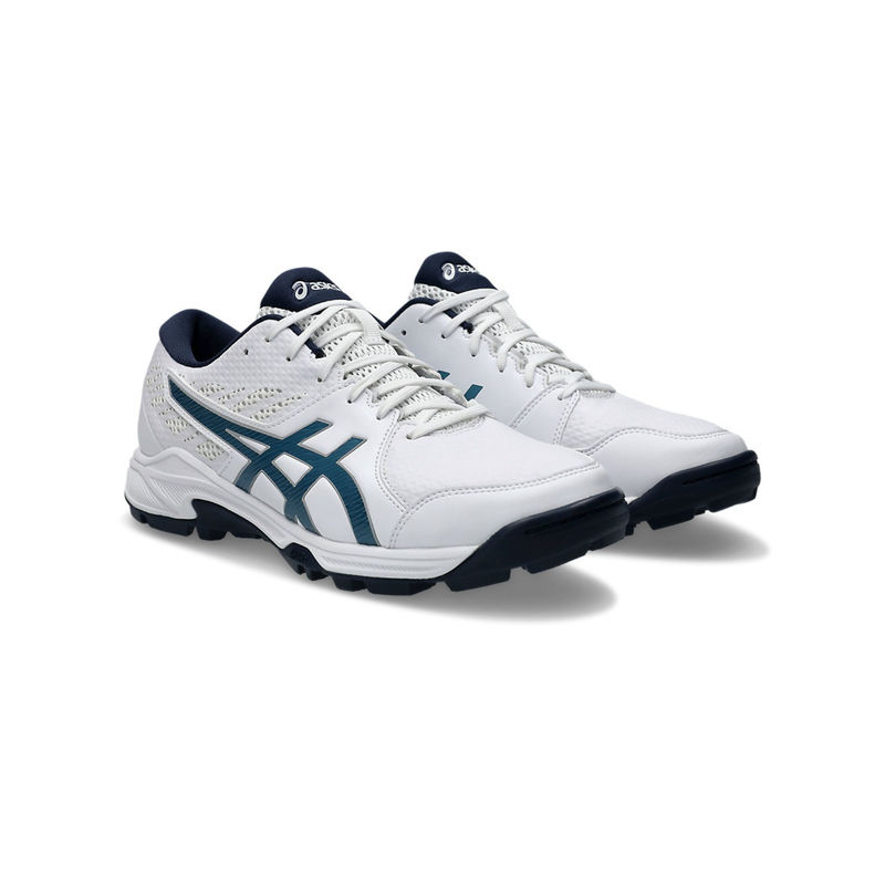 ASICS Unisex GEL-PEAKE 2 Cricket Shoes White & Blue & Blue (UK 8)