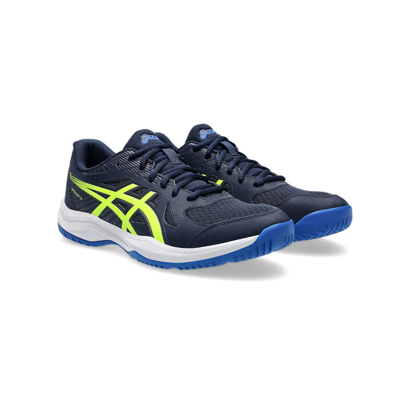 ASICS UPCOURT 6 Mens Badminton Shoes Navy Blue & Green (UK 9)