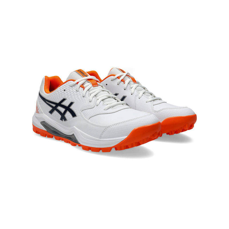 ASICS GEL-LETHAL FIELD 2 Unisex White & Orange Cricket Shoes (UK 7)