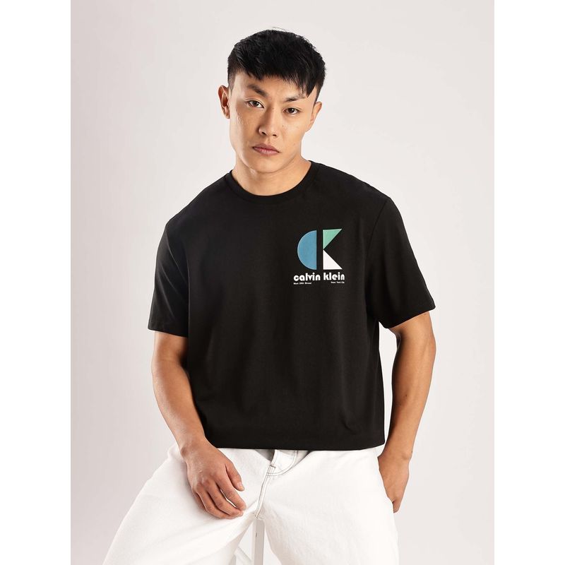Calvin Klein Black Logo Relaxed Fit Cotton T Shirt (S)