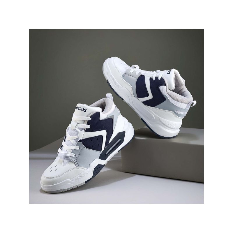 Campus OG-37 Men White & Navy Blue Sneakers (UK 8)