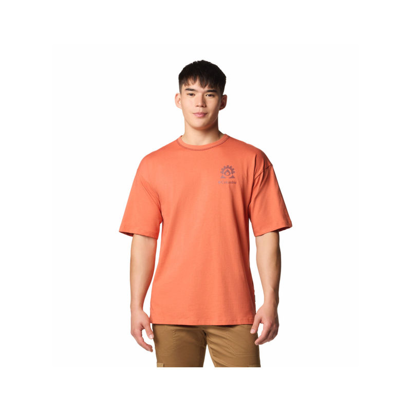Columbia Mens Orange Landroamer Short Sleeve Crew T-Shirt (L)