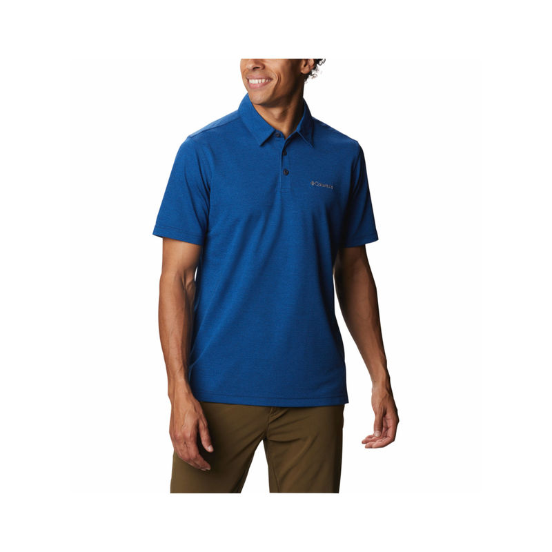 Columbia Mens Blue Omni-Wick Havercamp Pique Polo T-Shirt (M)